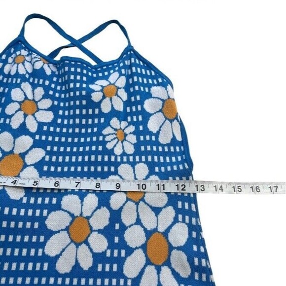 Cider Daisy Knit Dress Blue Cross Back Hippie Sweater Festival Retro Sweet Med - Picture 6 of 8